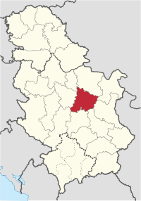 Location of the Pomoravlje District within Serbia