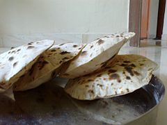 Freshly cooked chapatis once off open-flame