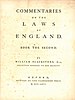 William Blackstone, Commentaries on the Laws of England (1st ed, 1766, vol II, title page).jpg