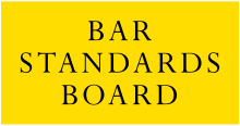 The words "Bar Standards Board" in black capital letters on a bright yellow background