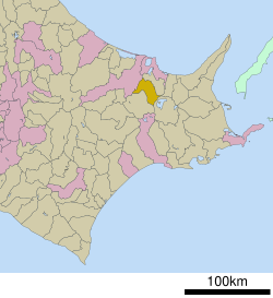 Location of Bihoro in Hokkaido (Okhotsk Subprefecture)