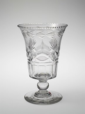 clear short vase cut with engravings