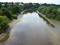 Same view in summer at low tide, looking down-river towards Curzon Park. The reduced water level is clearly visible.