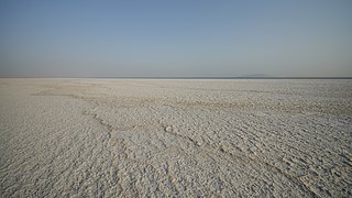 Salt flat at Lake Karum