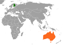 Map indicating locations of Finland and Australia