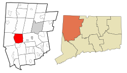 Warren's location within Litchfield County and Connecticut