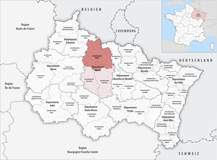 凡尔登区在大东部大区与默兹省的位置