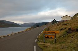 Morskranes, on Eysturoy, Faroe Islands. View northwards up to the sound of Sundini.