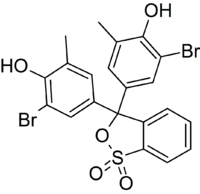 Skeletal formula of bromocresol purple in cyclic form