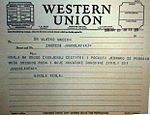 Tesla's telegram to Macek