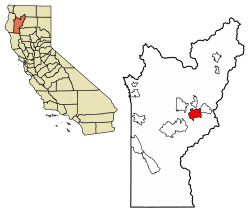 Location of Douglas City in Trinity County, California.