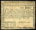 New Hampshire colonial currency, 1 dollar, 1780 (obverse)