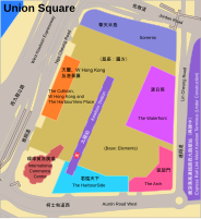 A simplified map of Union Square showing the location of the International Commerce Centre