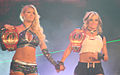 The original design of the Knockouts Tag Team Championships held by then champions The Beautiful People (Lacey Von Erich and Velvet Sky)