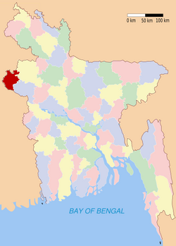 诺瓦布甘杰县于孟加拉位置图