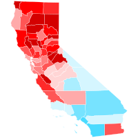 Trend in each California county from the 2014-2018 gubernatorial elections