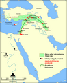 Image 12The Fertile Crescent in 7500 BC. The red squares designate farming villages. (from Cradle of civilization)