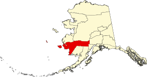 Map of Alaska highlighting Bethel Census Area