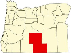 Map of Oregon highlighting Lake County