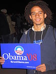 Barach Obama supporter at rally on Boston Common in October 2007