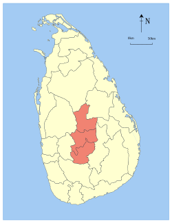 中央省于斯里兰卡位置图