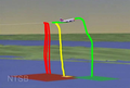 飞机在空中爆炸解体后，残骸坠落的路径（NTSB模拟片段）[21]