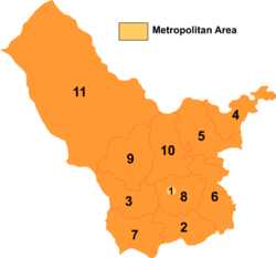 Map of Ulanqab's divisions: Chahar Right Front Banner is 8 on this map
