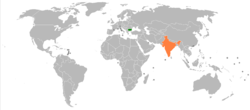 Map indicating locations of Bulgaria and India