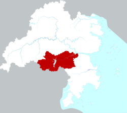 Location of Huangyan District within Taizhou