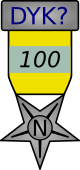 Award for 100 DYK nominations