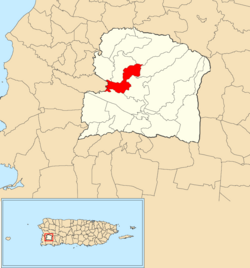 Location of Hoconuco Bajo within the municipality of San Germán shown in red