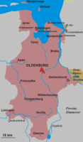 The Grand Duchy of Oldenburg bordered Bremen and the Kingdom of Hanover and included the islands of Wangerooge and Mellum