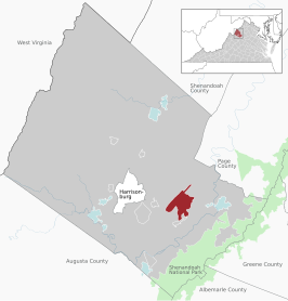 Location of the Massanutten CDP within the Rockingham County