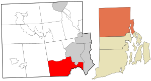 克兰斯顿在罗得岛州和普罗维登斯县的位置