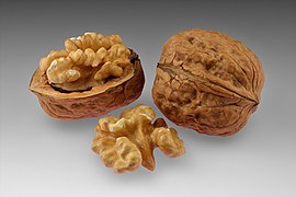 Walnuts - whole and open with halved kernel