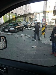 震後的浦項市街頭