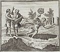 The Astrologer who Fell into a Well. Fable by Jean de La Fontaine. Illustration 18th century