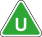Green triangle with U in centre