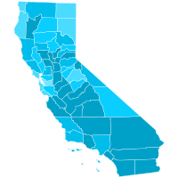 Shift in each county of California from 2004-2008