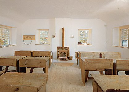 Interior of the school, Colorized