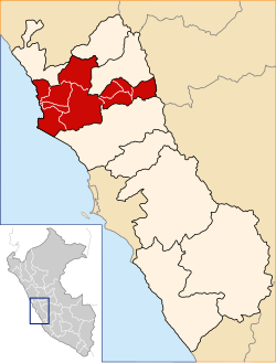 Location of Huaura in the Lima Region
