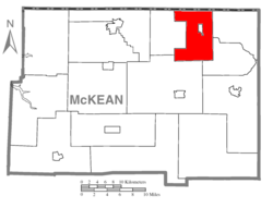 Map of McKean County, Pennsylvania highlighting Eldred Township