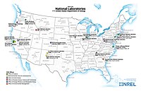 Map of the National Laboratories of the US Department of Energy.