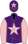 Purple, pink star and sleeves, pink star on cap