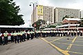 警方在梳士巴利道近1881位置筑成人墙，防止有人走往广东道示威