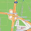 de:Autobahndreieck Darmstadt - In theory a „Scissors“ or „male...“? This is also a „half cloverleaf“ (with pass through) amber=freeway