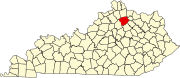 Map of Kentucky highlighting Harrison County