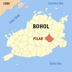 Map of Bohol with Pilar highlighted
