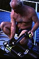 Test diving the original piston-based semi-closed unit. Picture posted with black bar per his in-life request for eventual publication, reflecting his special sense of humor.