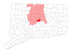 Rocky Hill's location within Hartford County and Connecticut